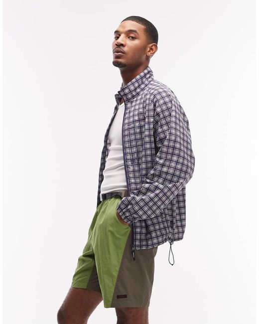 Gramicci Green Nylon Block Slim Fit Shorts for men