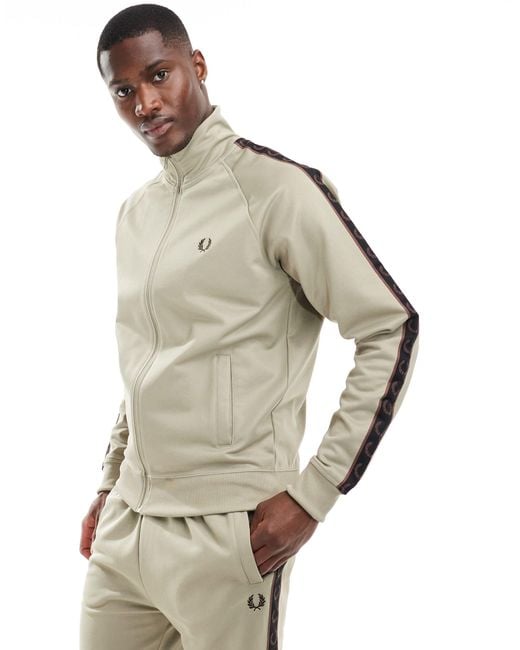 Fred Perry Natural Co-ord Contrast Tape Track Jacket for men