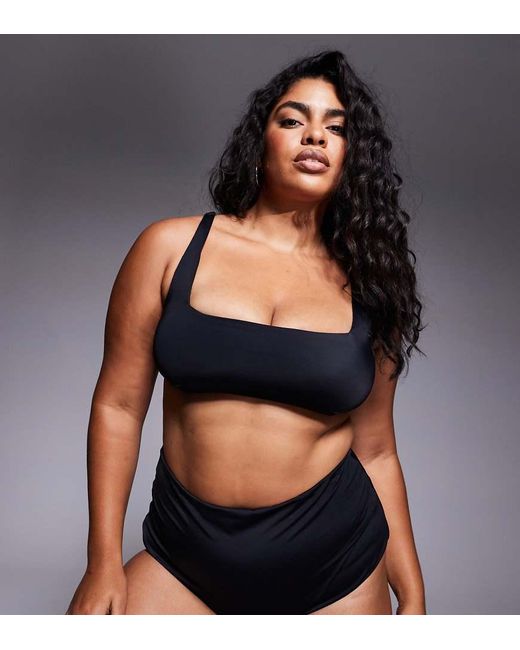 ASOS Black Asos Design Curve Maya Mix And Match Square Neck Crop Bikini Top