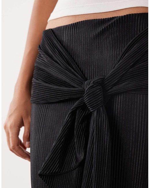 ASOS Black Co-Ord Plisse Maxi Skirt With Knot Belt Detail
