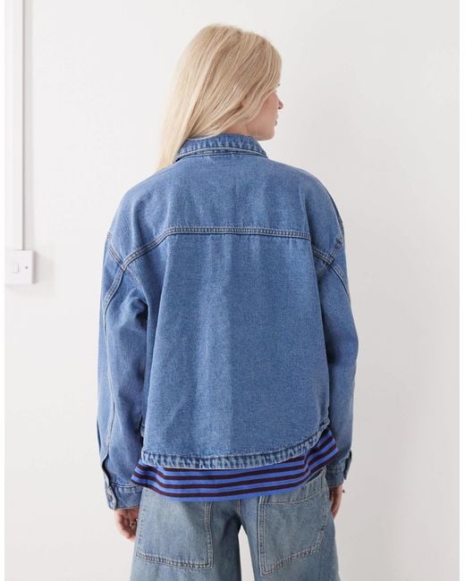 Noisy May Blue Boxy Fit Denim Jacket