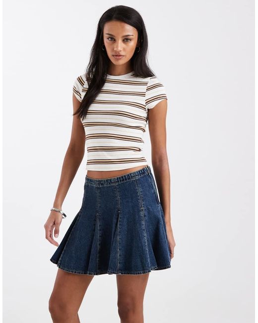Levi's Blue Godet Pleated Denim Mini Skirt