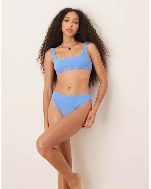 & Other Stories Blue Mix And Match Crinkle High Leg Bikini Bottom