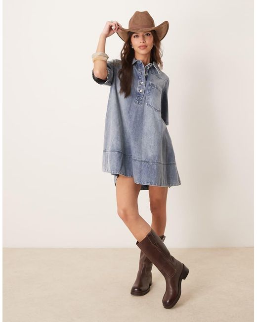 Free People Blue Remino Denim Mini Dress