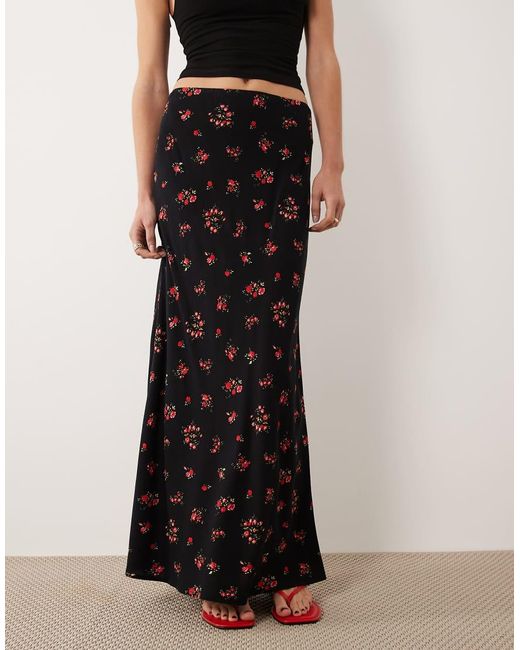 Miss Selfridge Black Spun Column Maxi Skirt With Split