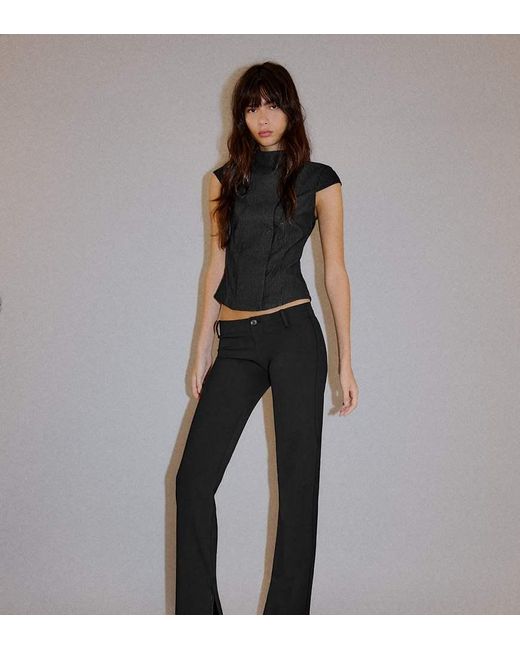 Bershka Black Petite Slim Fit Low-rise Trousers