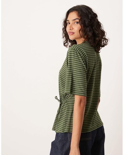 ASOS Green Stripe Cinched Tie Side Tee