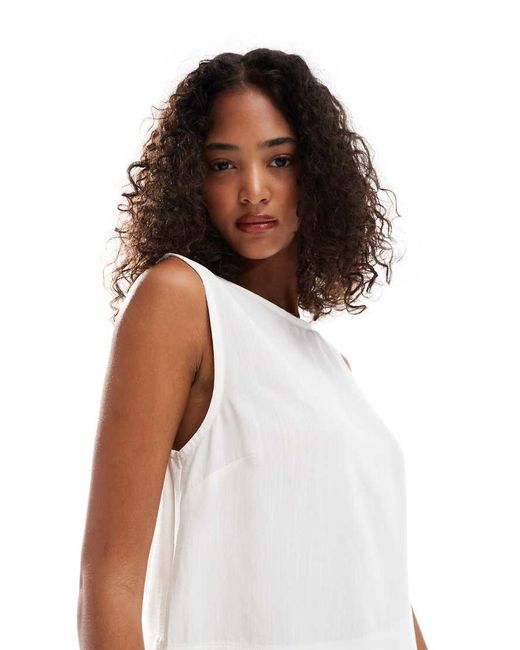 ASOS White Linen Blend Chuck On Tank Top