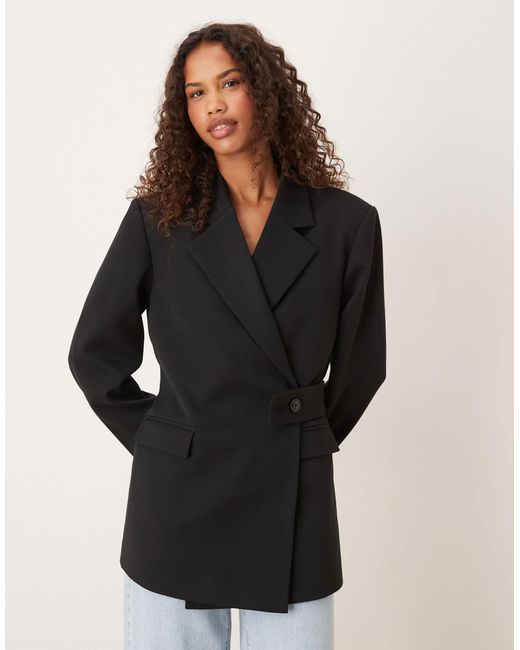 ASOS Black Tailored Relaxed Blazer With Belt Detail
