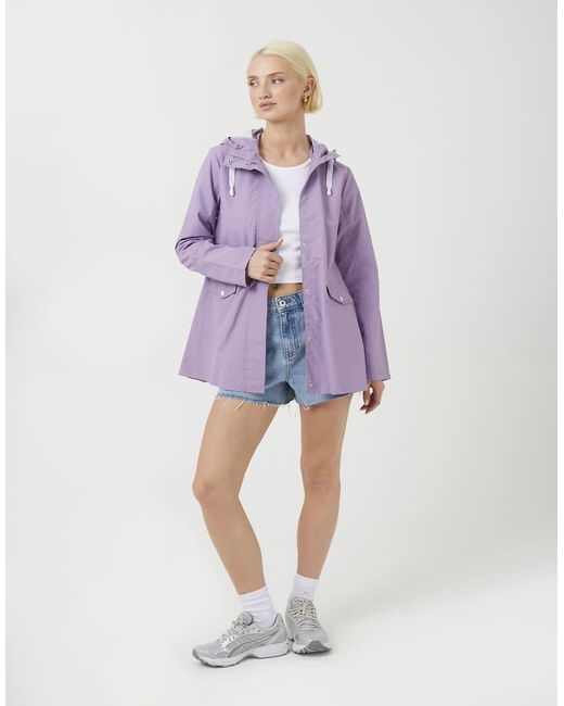 Brave Soul Purple Lightweight Coated Hooded Jacket
