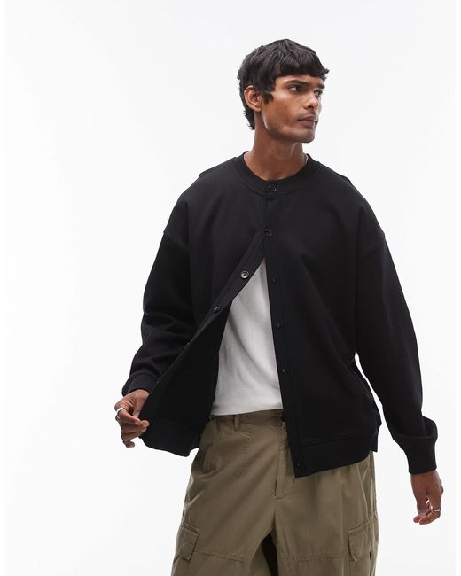 Gilet oversize a col ras TOPMAN pour homme en coloris Noir Lyst