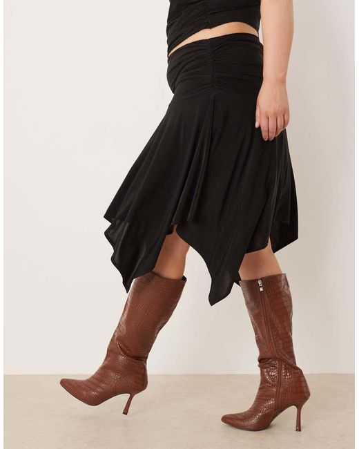 ASOS Black Asos Design Curve Co-Ord Hanky Hem Skirt
