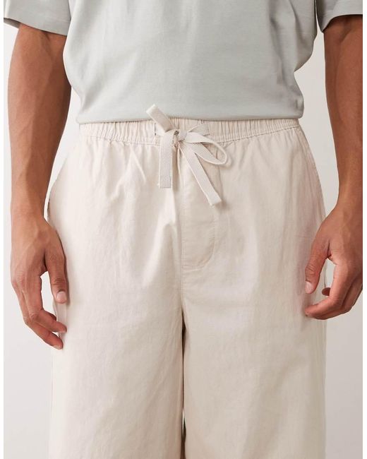 ASOS Natural Loose Linen Blend Trousers for men