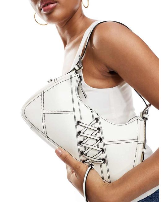 Borsa Da Spalla Bianca Con Lacci E Occhielli di ASOS in White