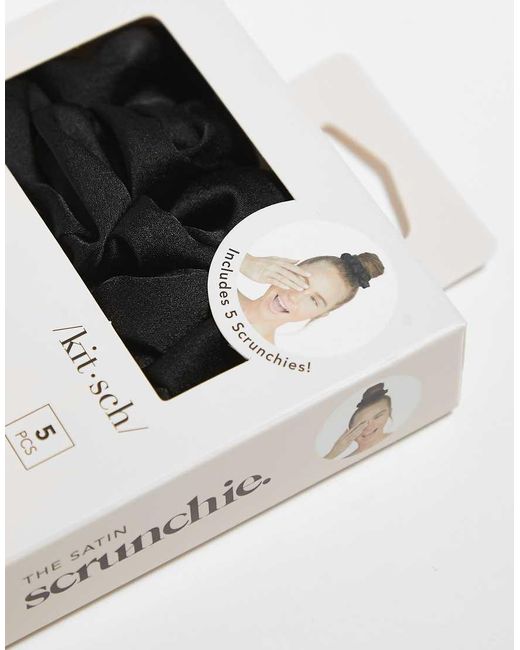 Kitsch Satin Sleep Scrunchies 5 Pack - Black