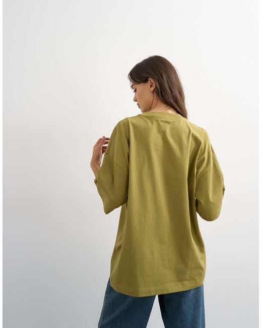 TOPSHOP Green Oversized Drop Shoulder Tee