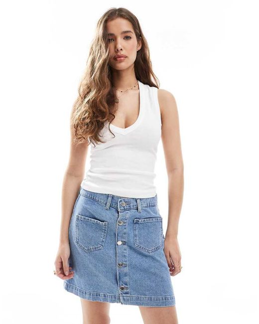 ONLY Blue Pocket Detail Denim Mini Skirt