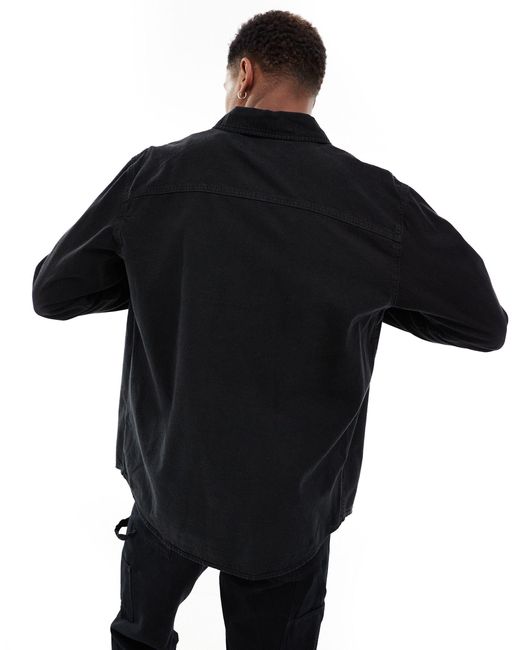 Only & Sons Black Button Through Denim Shirt for men