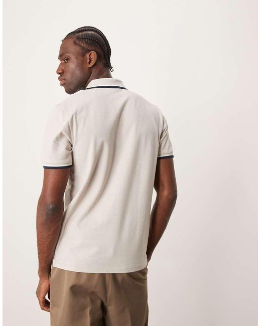 SELECTED Natural Tipped Polo Shirt for men