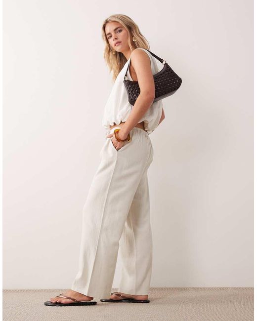 Miss Selfridge Natural Linen Look Pull-on Pants