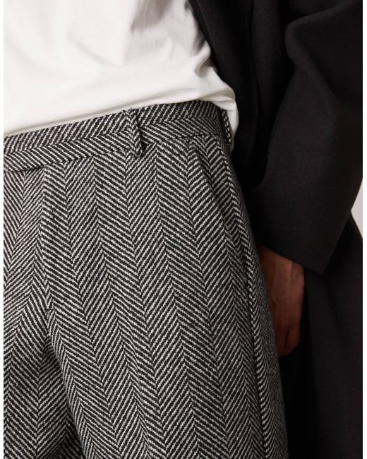 ASOS – elegante hose aus wollmischgewebe in Black für Herren