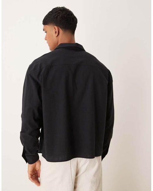 ASOS Black Oversized Boxy Shirt With Taping for men