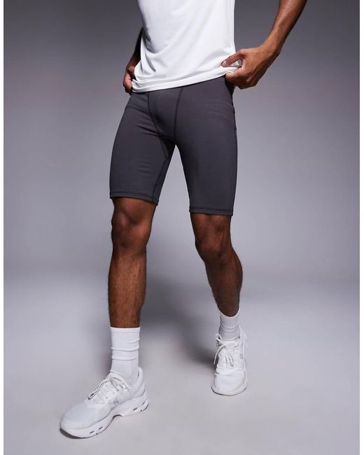 Mallas Deportivas A Medio Muslo Con Cordón Ajustable En La Cintura De Tejido Suave De Yoga 4505 de hombre de color Blue