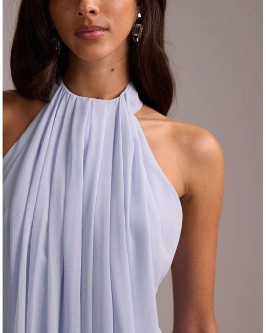 ASOS Blue Bridesmaids Grecian Draped Halter Maxi Dress