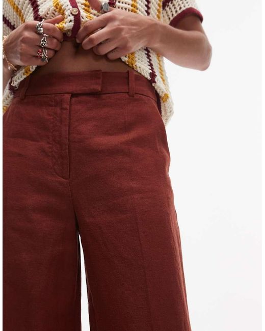 & Other Stories Red Linen Look Pants