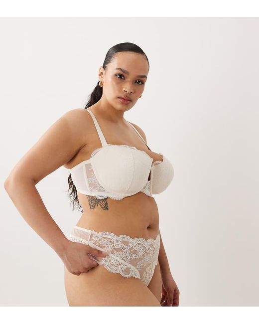 ASOS Brown Asos Design Curve Bridal Lola Lace Thong