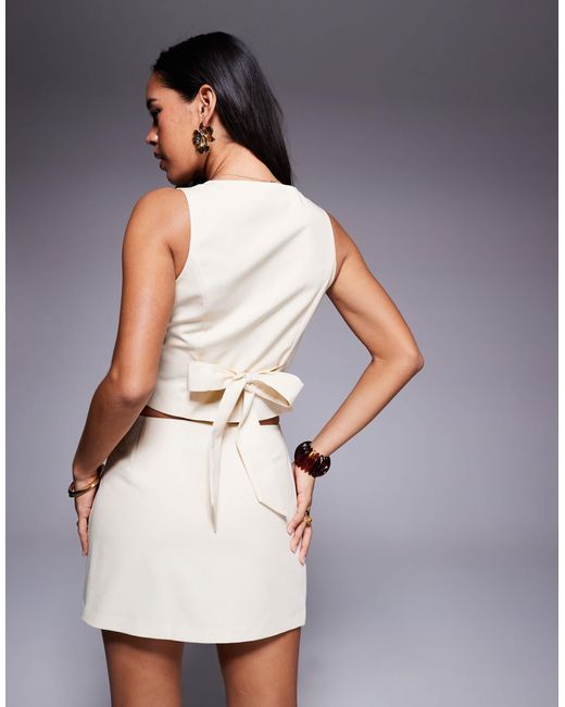 Princess Polly White Hikaru Tailored Scoop Neck Bow Back Detail Waistcoat And Mini Skirt Full Set