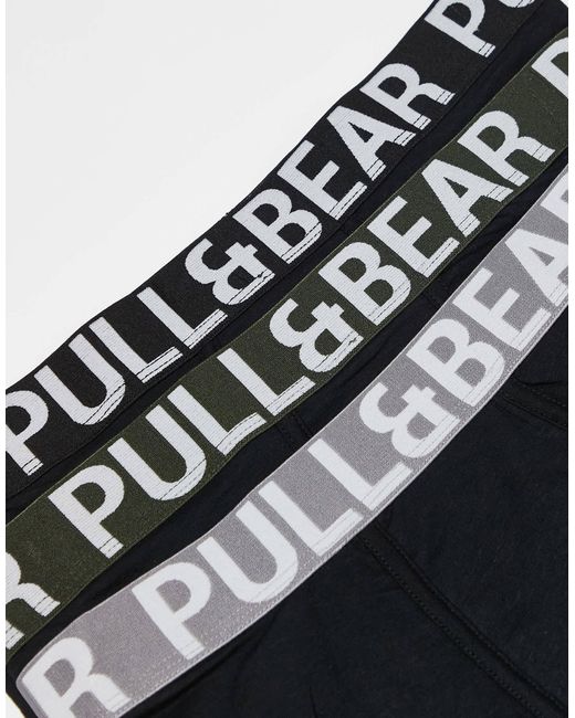 Pull&Bear – 3er-pack eng geschnittene boxershorts in Black für Herren