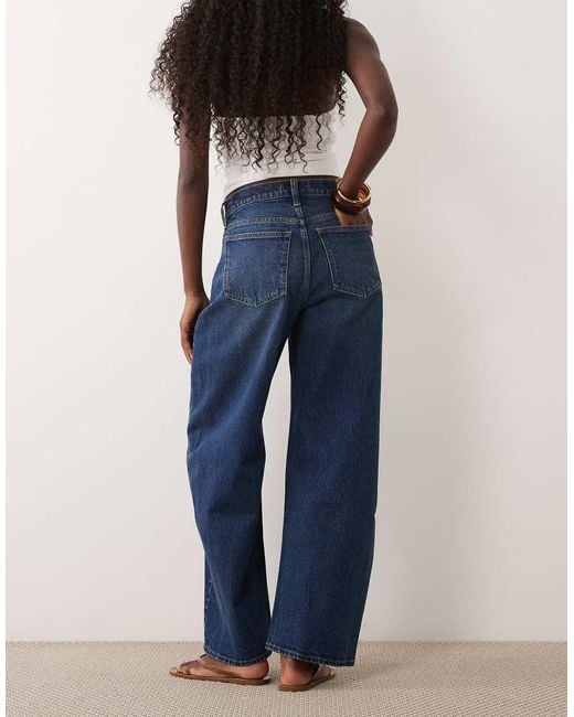 Abercrombie & Fitch Blue High Rise Barrel Fit Jeans
