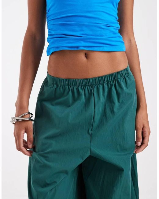 ASOS Blue Asos Design Tall Cotton Nylon Blend Pull On Balloon Trousers