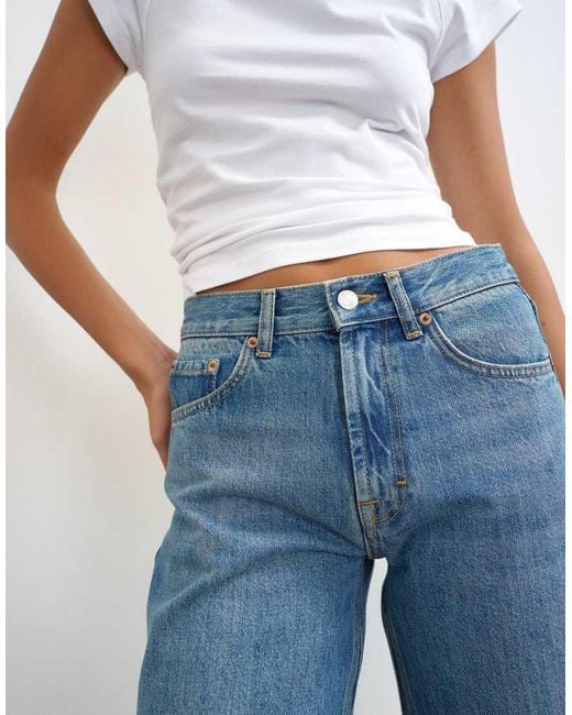 TOPSHOP Blue Awkward Crop Jeans