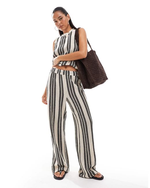 Object White Open Knit Wide Leg Trouser Co-ord