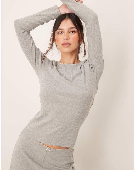 Top De Pijama Claro De Manga Larga De Pointelle De (Parte De Un Conjunto) Abercrombie & Fitch de color Natural