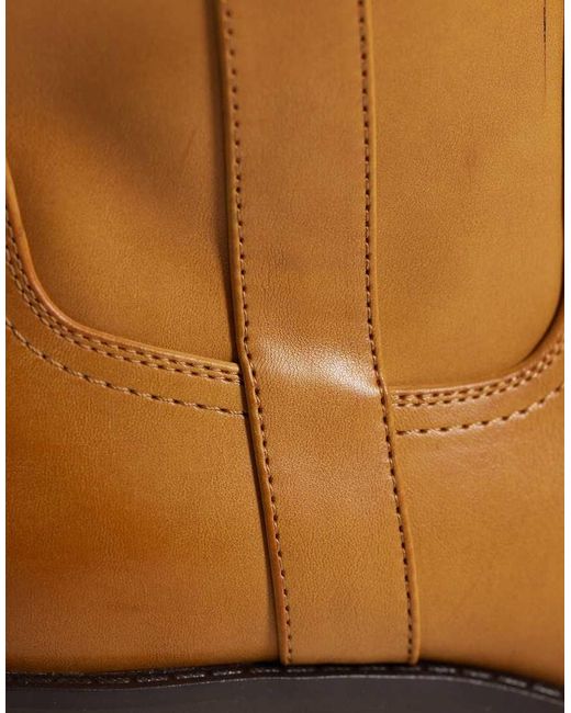 ASOS Brown Curve Cherry Pull On Trucker Boots