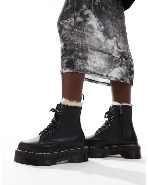 Dr. Martens Black Jadon Fur Lined 8 Eye Boots