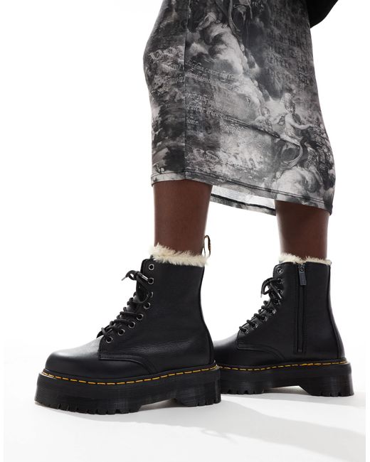 Jadon - bottines avec 8 paires d'œillets et doublure en fausse fourrure - pisa Dr. Martens en coloris Black