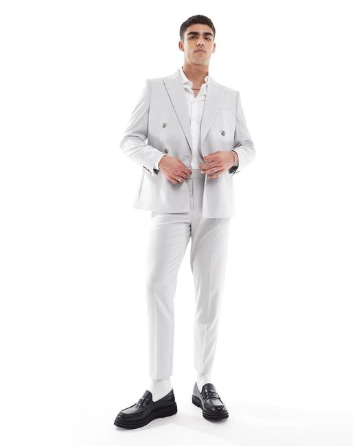ASOS White Tapered Suit Trousers for men