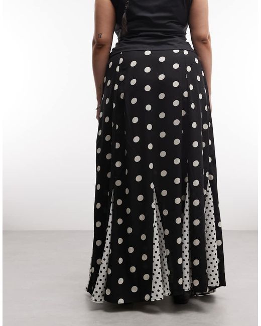 ASOS Black Asos Design Curve Mixed Print Godet Maxi Skirt