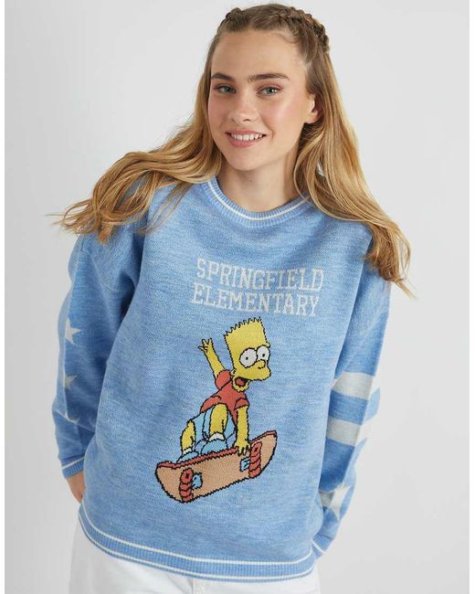 Skinnydip London Blue London The Simpsons Bart & Lisa Varsity Knitted Jumper