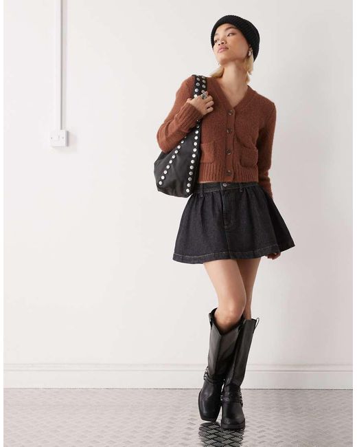 Monki Brown Cardigan With Front Pockets