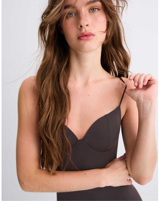 Stradivarius Purple Shapewear Fitted Dress