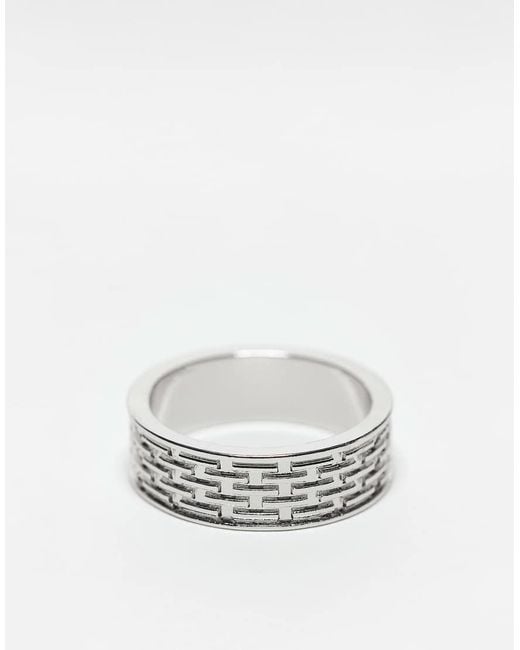 ASOS White Woven Basket Band Ring for men