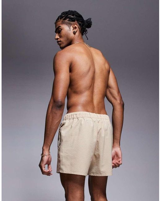 ASOS White Seersucker Swim Shorts for men