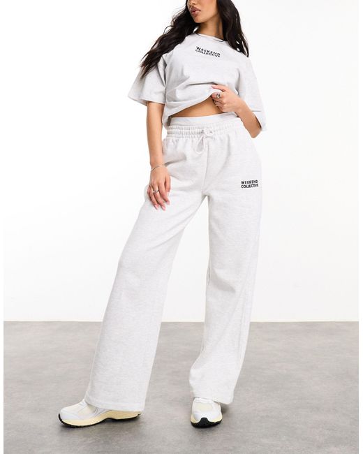 ASOS White Wide Leg Heavyweight jogger With Faux Waistband