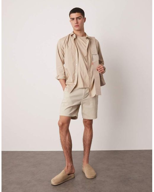 Pantaloncini Chino Skinny Color Pietra Lunghezza Media di ASOS in Natural da Uomo