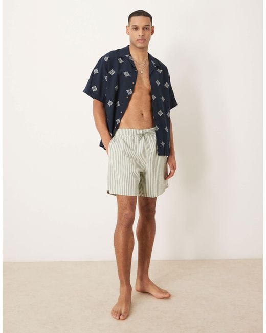 Abercrombie & Fitch Blue 7 Inch Drawstring Swimming Trunks for men
